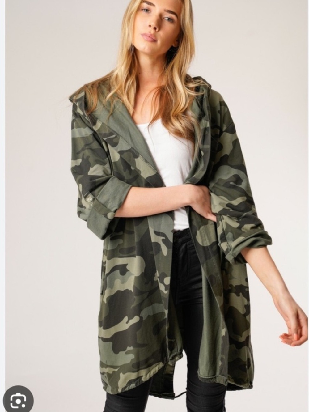 ANTHROPOLOGIE Mystree Camouflage Duster Lightweight Jacket S Like New